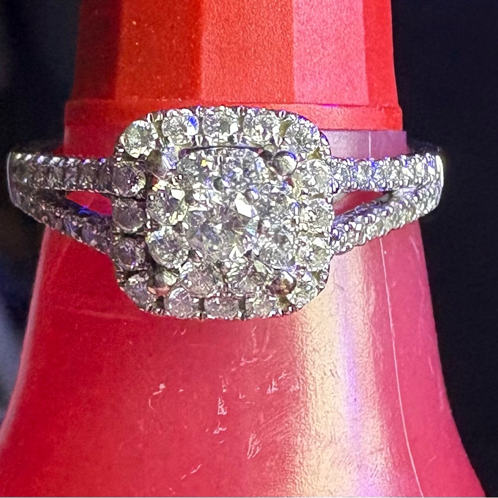 Dazzling Silver Halo Diamond Ring